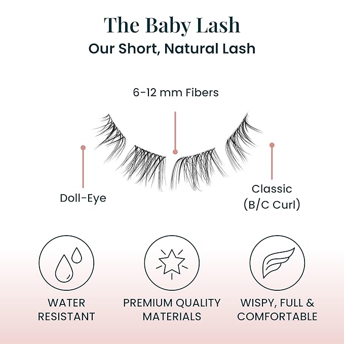 FlutterHabit The Baby Lashes, 2 Sets of Eyelashes, DIY Lash Extensions, Up to 10 Day Lash Wear, Salon Quality Cluster Eyelashes for a Natural Look, No Glue Included