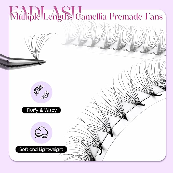 FADLASH Premade Lash Fans D Curl Premade Fans Eyelash Extensions 10D 0.07 Volume Lash Fans Premade Handmade Premade Lash Extensions Fans (10D-0.07-D, SCH)