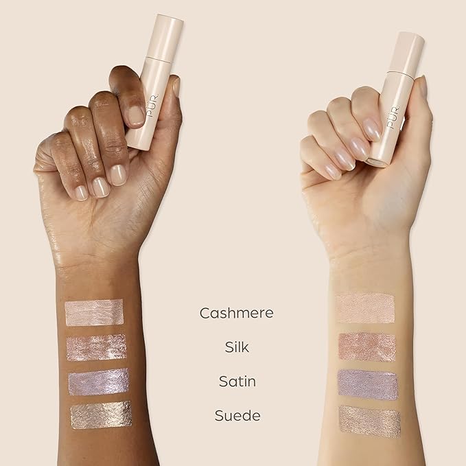 PÜR MINERALS Creamy Eyeshadow & Primer with Peptides, On Point Tint (Cashmere) - Buildable, Cream-to-Powder Formula for Light to Medium Coverage - Shimmery, Crease-Resistant Shades, Long-Lasting