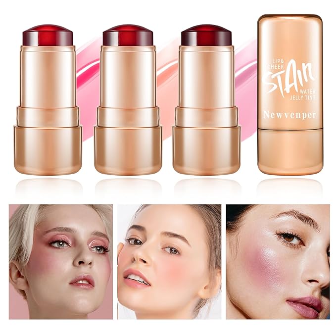 3pcs Jelly Blush Stick, Multi-purpose Lip and Cheek