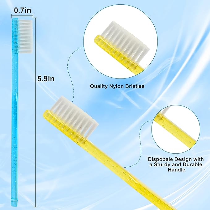 B Rush Disposable Toothbrush - Individually Wrapped Soft Nylon Bristles Manual Travel Toothbrushes for Adults Or Kids Bulk Multi Color (72 Pcs)