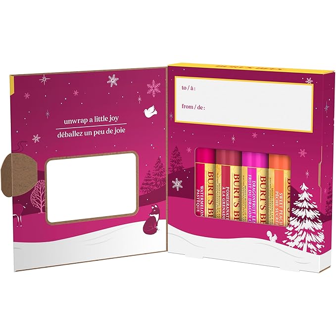Burt's Bees Lip Balm Gift Set, Beeswax Bounty Fruit Mix, 0.15 Oz, 4 Count
