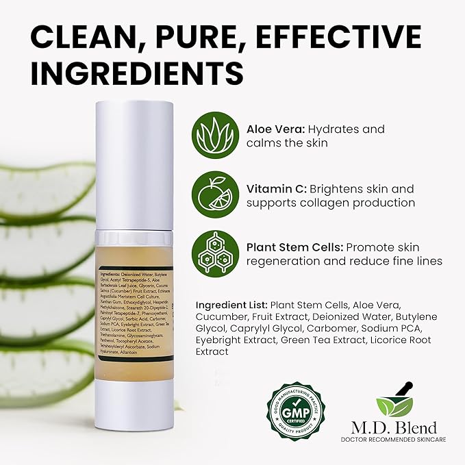 M.D. Blend Plant Stem Cell Eye Serum Complex | Aloe Vera, Vitamin C | Hydrating Eye Treatment | Airless Pump - 15ml