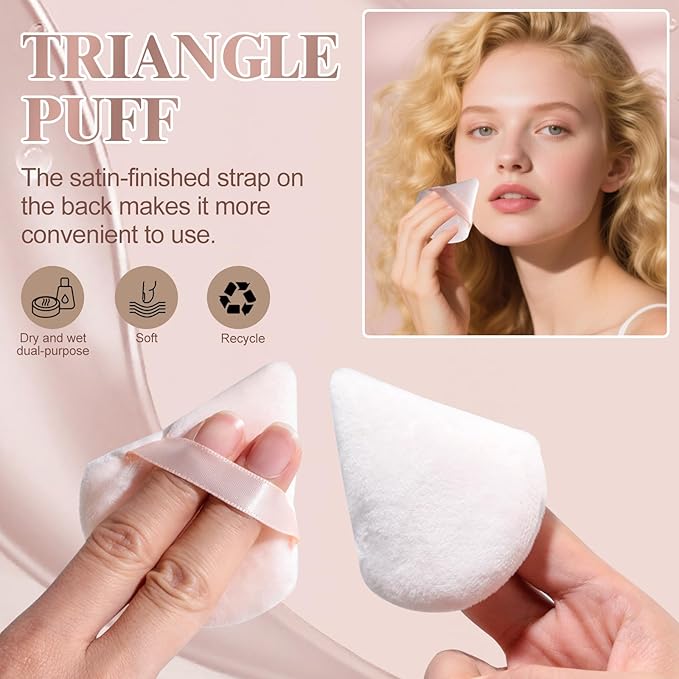 BS-MALL Travel Makeup Brushes Premium Synthetic Foundation Powder Concealers Eye Shadows 7 PCS with Triangle Puff & Storage Bag (Bright pink)
