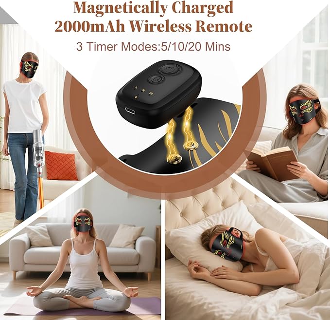 Red Light Therapy for Face, Valentines Day Gifts, Wireless Led Face Mask Light Therapy, Rechargeable 2000mAh Red Light Mask with 336 LED Chips, 4 Modes, Timer for Home Skincare (Black)
