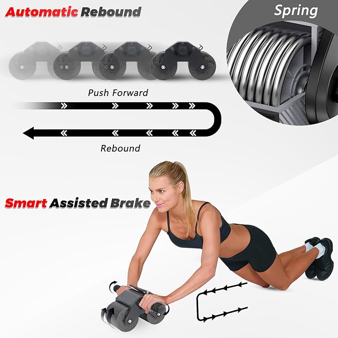 Automatic Rebound Abdominal Wheel Workout,2 Wheels