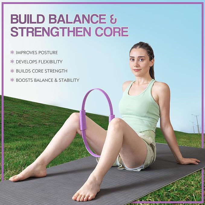 Pilates Ring Set for Women, Pilates Ring and Ball Set with 5-Level Resistance Bands for Core Strength, Stretching, Toning & Full Body Home Workout Pilates Equipment