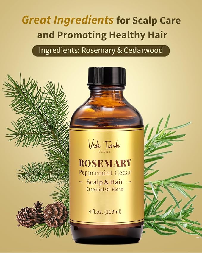 Rosemary Oil for Hair Growth, Natural Rosemary Essential Oil for Scalp Nourishing & Hair Strengthening, 4 Ounce