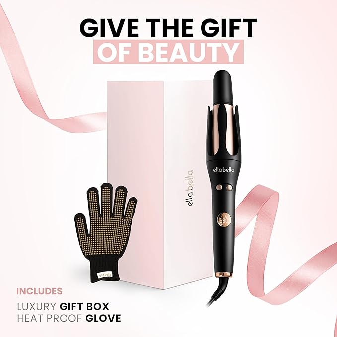 ELLA BELLA® Automatic Rotating Curling Iron • Auto Hair Curlers • Easy to Use • Digital Display to Accurately Control Temperature • Transform Your Look in Seconds • Ideal for Longer Hair