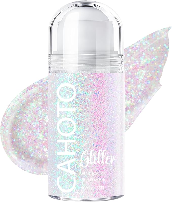 Pastel Rolling Glitter for Face Body & Hair, Sparkling Holographic Chunky Shimmer, Roll-on Sequins for Singer Concert Rave Festival Halloween Party Carnival, 1.35fl.oz