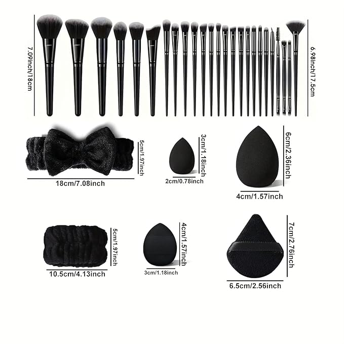 HGHDBT 36Pcs Black Makeup Brushes Set Professional Makeup Kit Multi-functional Makeup Tool Set with Facial Makeup Accessories, Foundation Makeup Brush Kit Eye and Face Make up Brushes & Tools