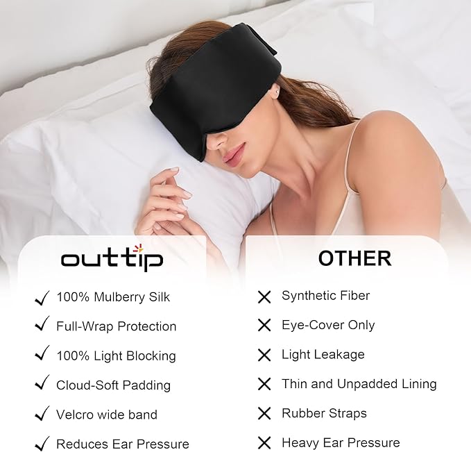 100% Mulberry Silk Sleep Mask for Women & Men Beauty Sleep, Adjustable Blindfold Silk Eye Mask for Sleeping Side Sleepers, Soft Pressure-Free Design for Home, Travel, Office, Napping, Christmas Gift