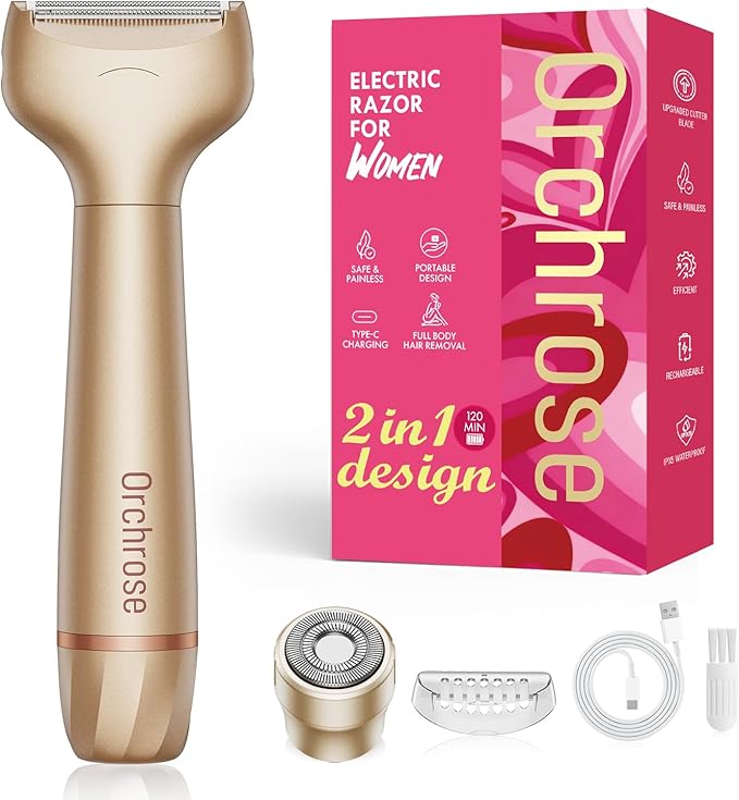 Electric Razor for Women Body: Rechargeable Painless Electric Shaver for Bikini Face Body Legs Underarms - Portable for Travel