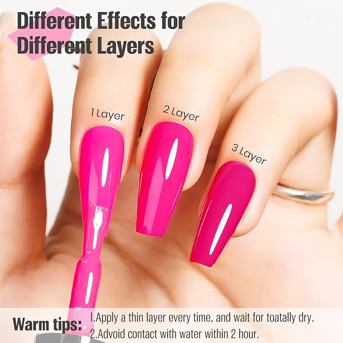 Bright Hot Pink Nail Polish Quick Dry 15 ml - High Pigment Air Dry DIY Nail Art - Salon-Quality Manicure at Home