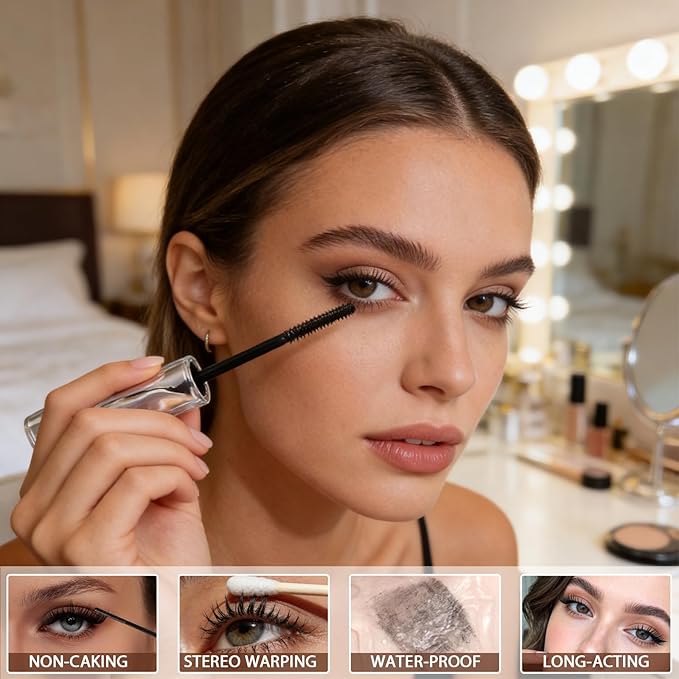 2PCS Steel Tube Eyelash Primer, Tubing Mascara, Waterproof Metal Wand Mascara, Natural and Non-smudged, Flake-Free, Clump-Free Quick-Drying for Women