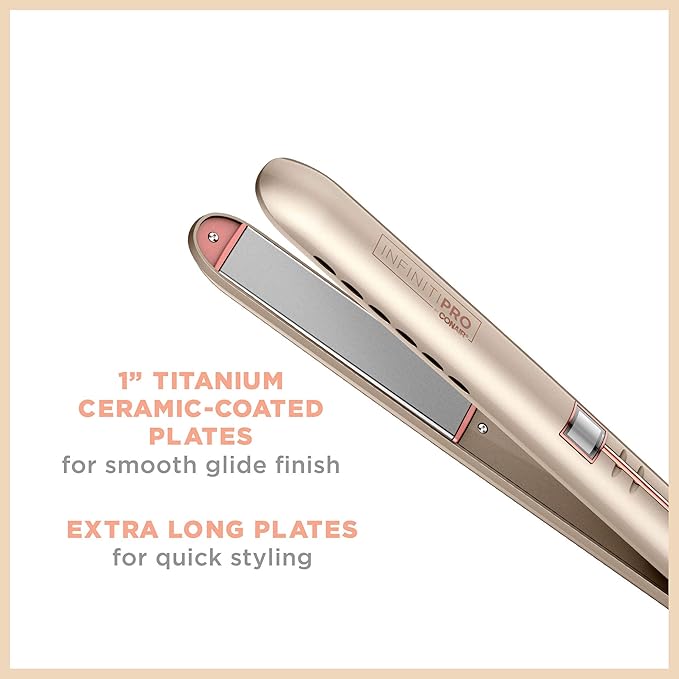 INFINITIPRO BY CONAIR Frizz Free Titanium Ceramic Flat Iron, 1-inch