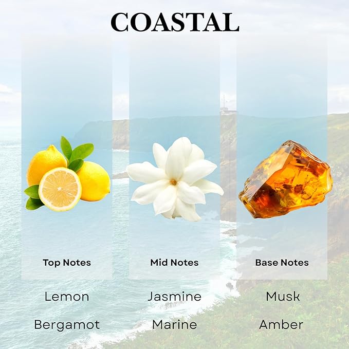 Scentia Coastal Fragrance Oil Inspired by Ri.tz Carl.ton Hotel - 50 mL 1.69 fl oz - Essential Oil Blend Botanical Jasmine, Bergamot & Fresh Marine Notes for Ultrasonic & Aromatherapy Diffusers