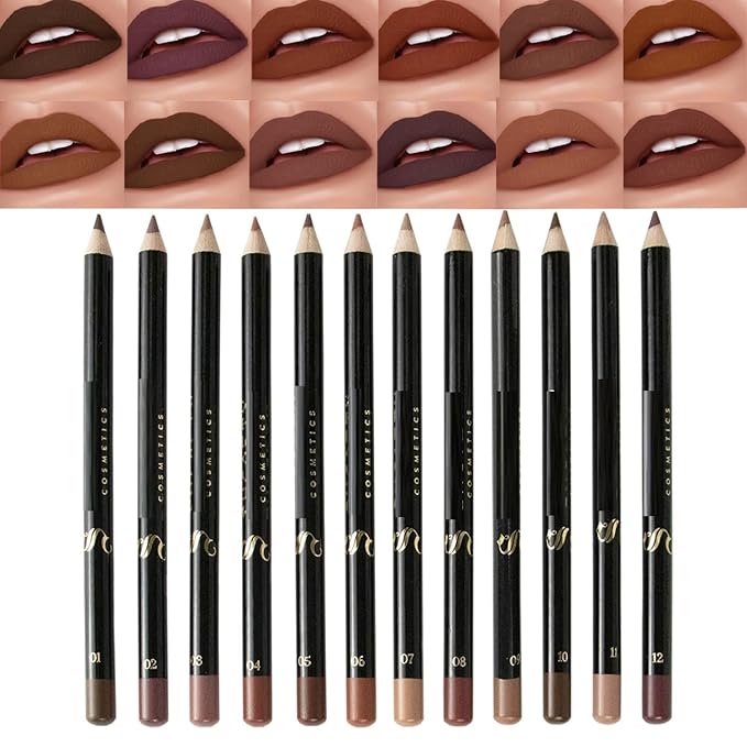 MAEPEOR Matte Lip Liner 12 PCS Nude Brown Highly