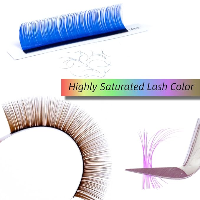 TDANCE Colored Lash Extensions Classic Lash Extensions Brown Blue Red Purple Pink Green Yellow Mixed Colored Tray 0.07mm C/D Curl Premium Silk Individual Lashes Salon Use(Mixed Color,D-0.07,13mm)