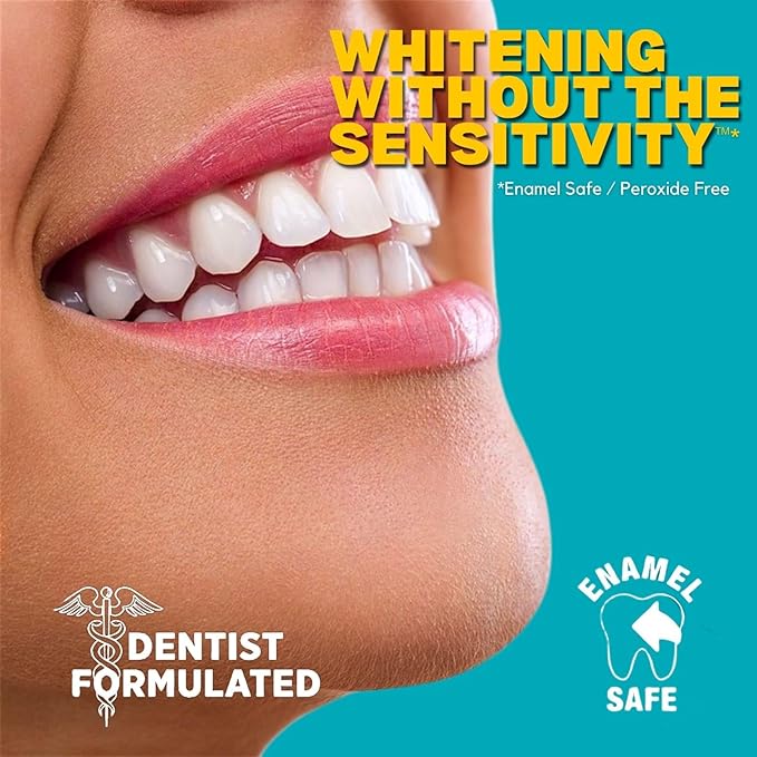 Natural Teeth Whitening Strips for Sensitive Teeth, 42 Strips (21 Treatments), Peroxide-Free & Enamel Safe, Dentist Formulated with Coconut Oil & Dead Sea Salt