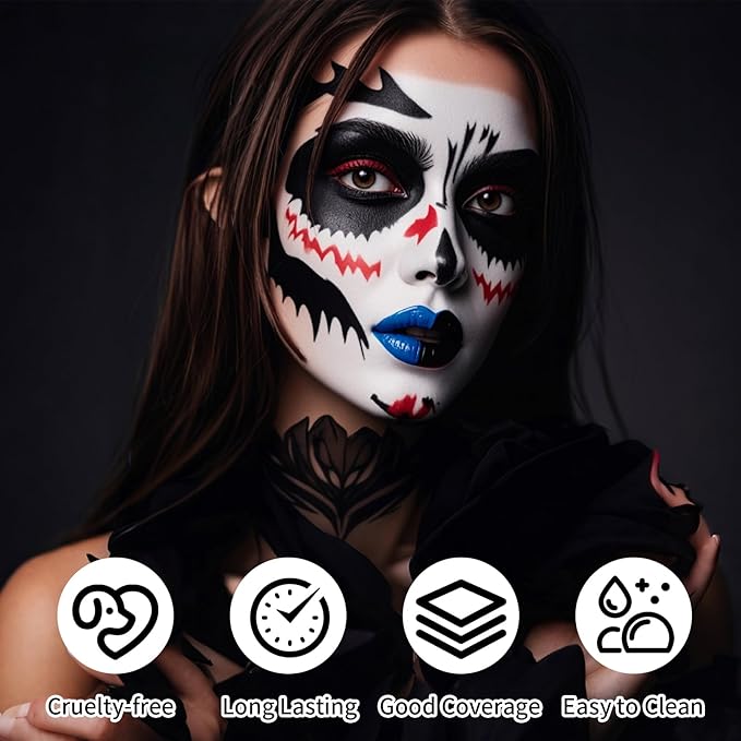 Red Face Paint Stick, Portable Eye Black Stick for Sports, Full-coverage Cream Face Paint for Halloween SFX Makeup Cosplay Joker Costume Parties