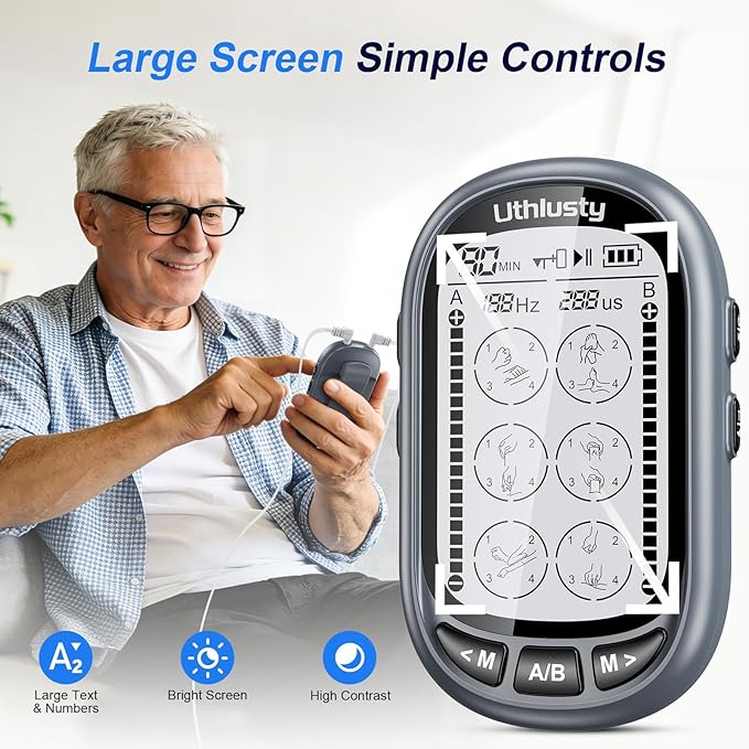 TENS Unit Muscle Stimulator for Pain Relief Therapy – 24 Modes TENS Machine & EMS Massager, Period Simulator Machine for Men & Women, Portable Muscle Stimulator for Back, Shoulder, and Neck Pain