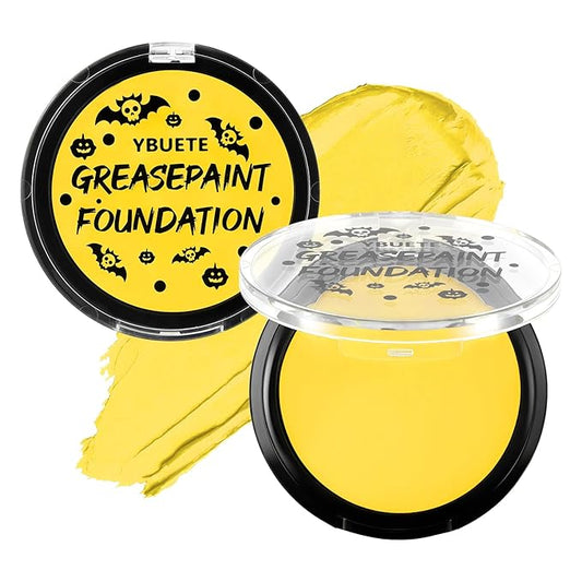 Yellow Cream Face Body Painting Foundation, Professional Full-coverage Oil Based Yellow Face Paint Halloween SFX for Clown Skeleton Lion Tiger Adult Costume Party & Stage Performance