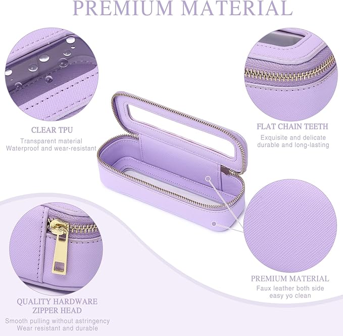 Pinkmik Makeup Brush Bag Slim Clear Makeup Bag Transparent Travel Cosmetic Case & Toiletry Bag with Zipper Small Beatuy Makeup Bag Purse Organizer for Women (X/Purple, SLIM)