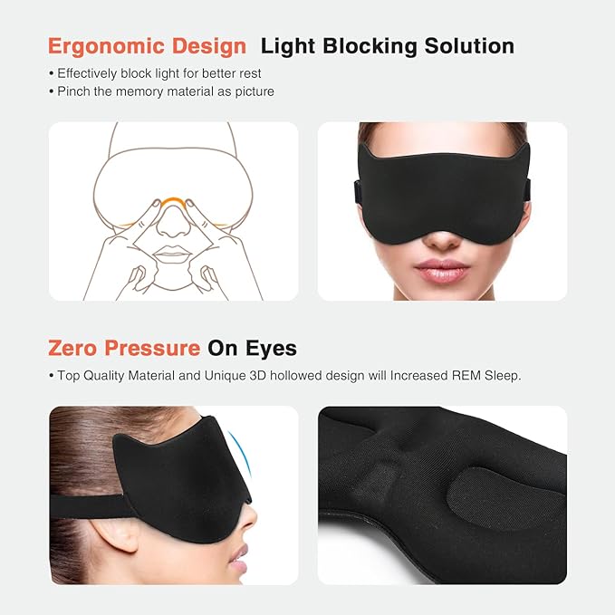 AMAZKER Cute Sleep Eye Mask for Kids, 3D Contoured Cup Sleeping Mask & Blindfold, Concave Molded Night Sleep Mask, Block Out Light, Soft Comfort Eye Shade Cover for Travel Yoga Nap,KD