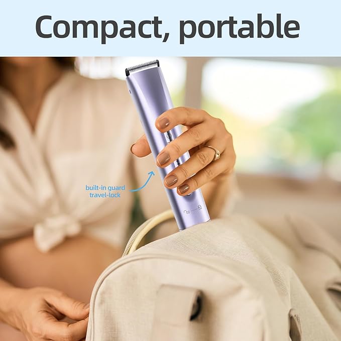 Bikini Trimmer for Women, 2 in 1 Electric Razors for Women, Bikini Shaver with Dual Heads, Body and Facial Hair Removal, IPX7 Waterproof Wet & Dry Use, for Face Chin Pubic Underarm Legs-Purple