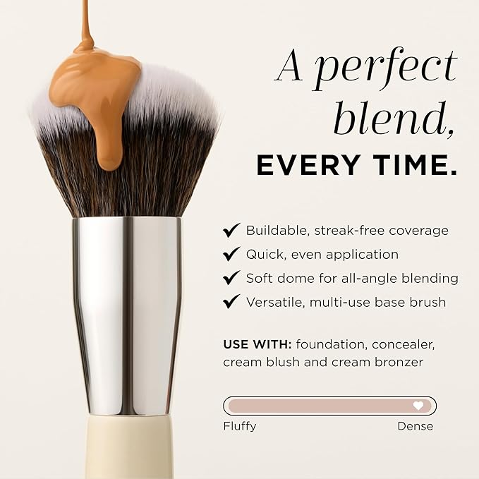 HALEYS Kabuki Makeup Brush – Vegan Foundation Brush for Liquid, Cream & Powder, Seamless Blending Face Brush for Concealer, Blush & Setting Powder, Airbrush Finish, Dermatologist-Tested