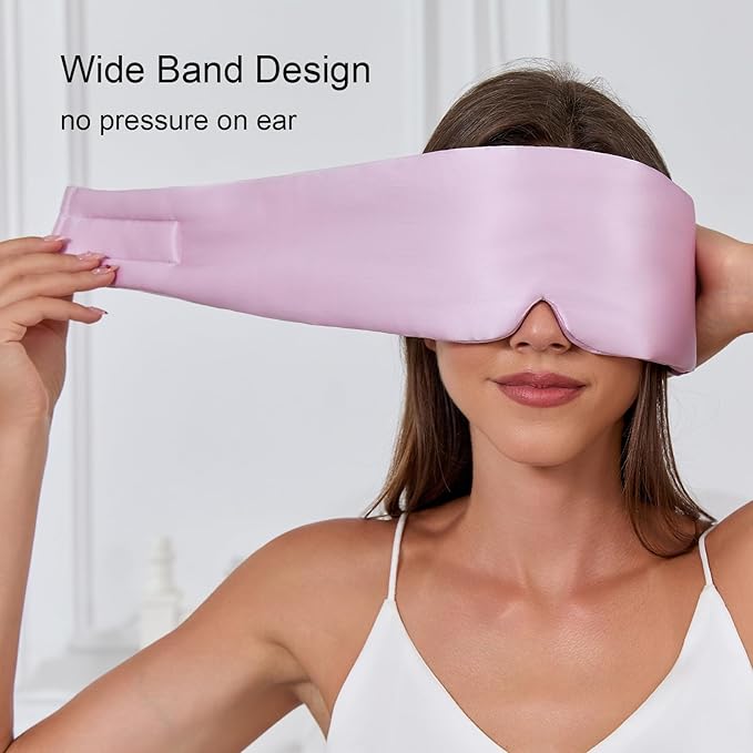 100% Mulberry Silk Sleep Mask for Women & Men Beauty Sleep, Adjustable Blindfold Silk Eye Mask for Sleeping Side Sleepers, Soft Pressure-Free Design for Home, Travel, Office, Napping, Christmas Gift