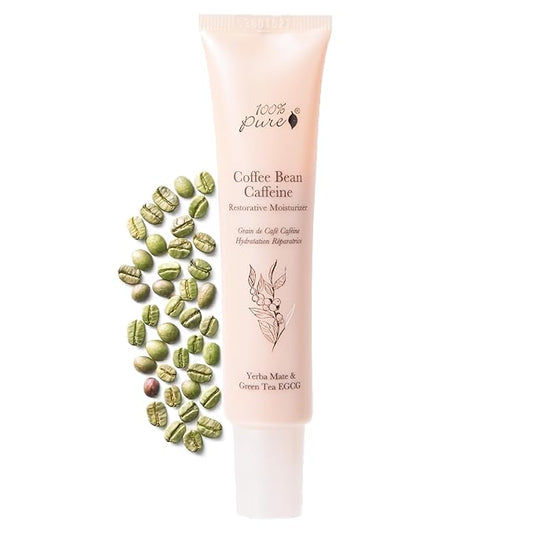 100% PURE Coffee Bean Caffeine Face Cream Glowing Skin Care Anti Aging Youthful Boost Caffeinated Facial Moisturizer with Hyaluronic Acid & Niacinamide for Women & Men - 1.4 fl oz