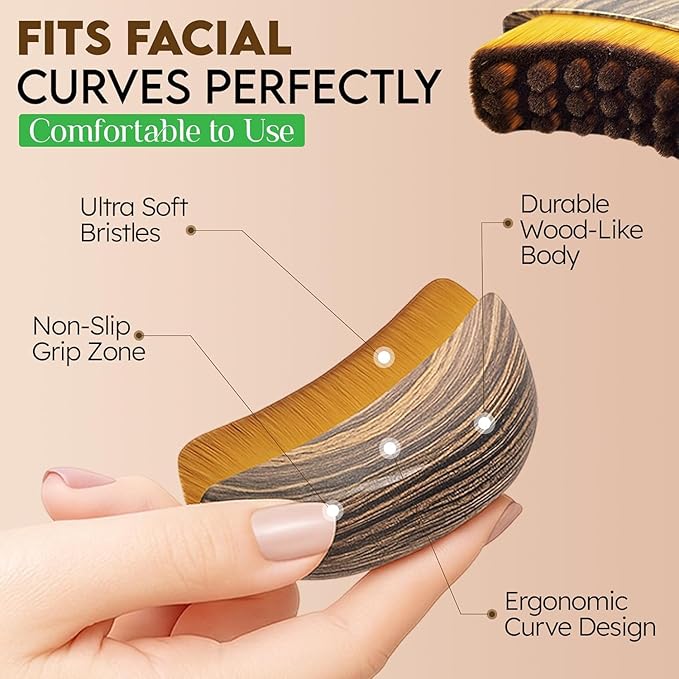 Fvaql Dry Brushing Face Brush, Lymphatic Contour Face Brush, Chin & Jawline Sculpting, Lymphatic Drainage Massager for Face, Ergonomically Designed to Fit The Skin Precisely (2PCS)