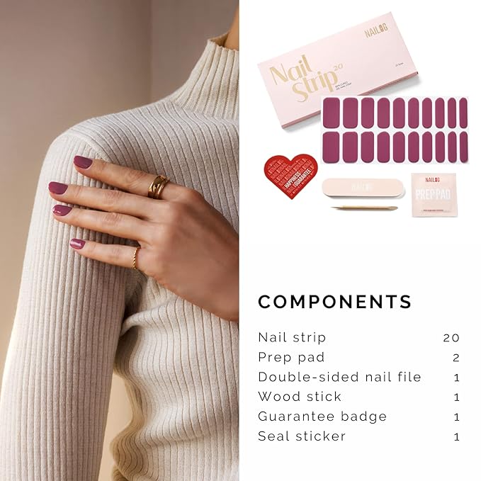 NAILOG Semi Cured Gel Nail Strips (20 Extra Long Stickers/Wraps) | Buy 2 Get 1 UV Lamp| Glossy & Long Lasting Soft Gel Finishing,Crush