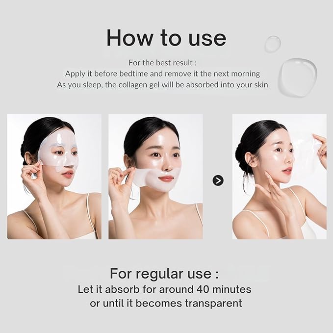 Oh My Pure AntiWrinkle Deep Collagen Hydrogel Korean Face Mask 3 EA, Ultimate Hydration, Glowing Skin, Made in Korea