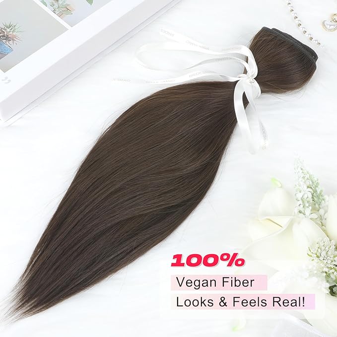 Hair Extensions, 10" Short Clip in Hair Extensions 4PCS Straight Natural Soft Synthetic Hairpiece for Women- Golden Blonde with Highlights