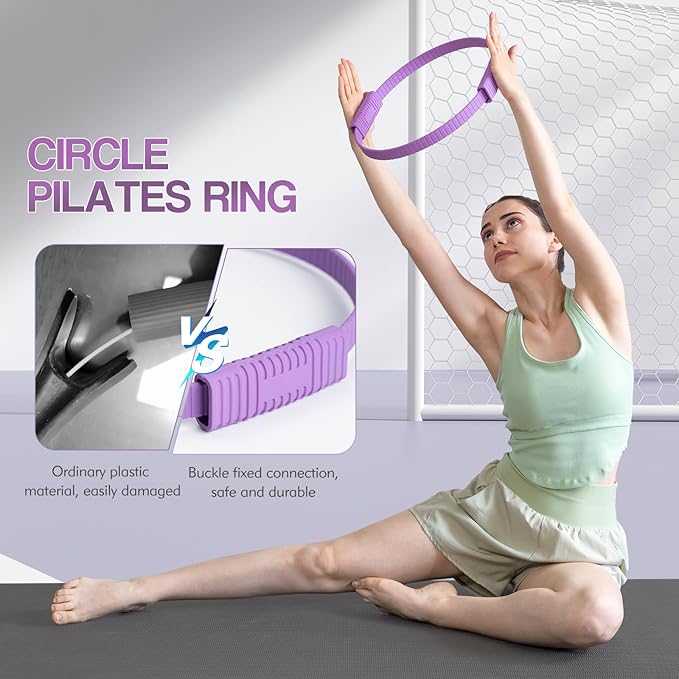 Pilates Ring Set for Women, Pilates Ring and Ball Set with 5-Level Resistance Bands for Core Strength, Stretching, Toning & Full Body Home Workout Pilates Equipment