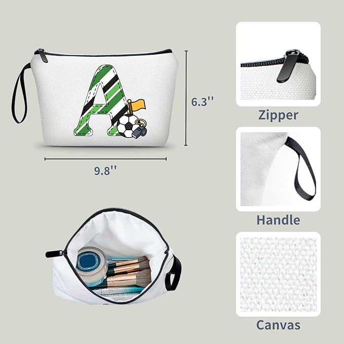 ARIOSEY Soccer Gifts Personalized Soccer Ball Cosmetic Bag for Purse Birthday Inspirational Gifts for Girls Women Team Coach Mom Stuff Travel Organizer,Christmas-A