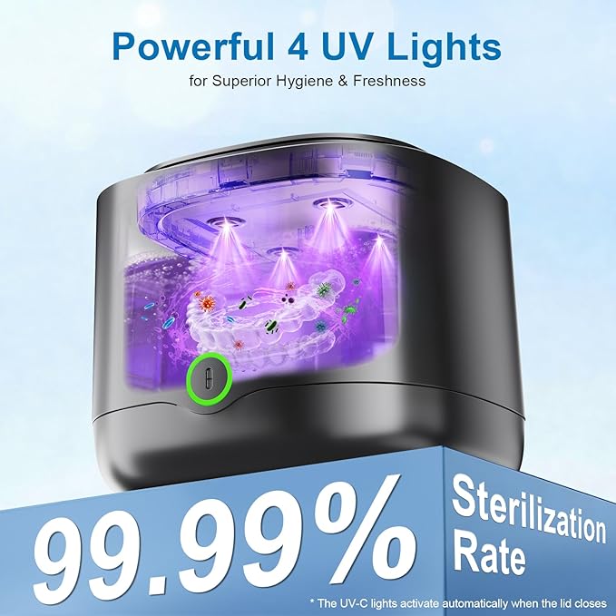 Ultrasonic Retainer Cleaner, 45kHz Retainer Cleaner Machine 4000mAh for Denture, Night Guard, Mouth Guard, Aligner, Brace 24W Dental Cleaning Pod with 4 UV Lights, 200ml Multiple Cleaning Modes