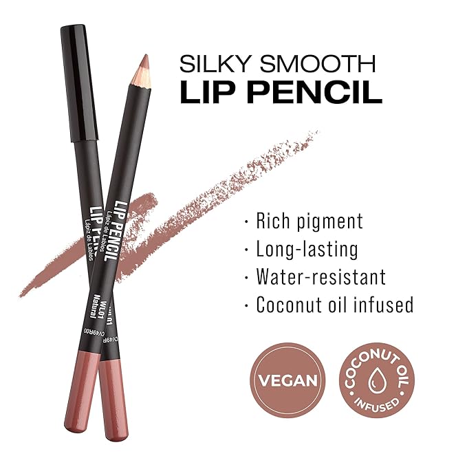Professional Slim Lip Pencil, Creamy Soft Lip Liner, Smooth Long-Lasting Rich Lip Color, Natural Lip Makeup, Water-Resistant Lip Crayon (Natural)