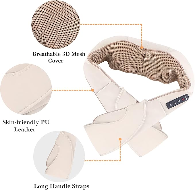 TRIDUCNA Shiatsu Neck Shoulder Back Massager with Heat - Electric Deep Tissue 3D Kneading Massage Pillow for Lower Back, Calf, Legs, Full Body Muscle Relaxation, Home, Office, and Car Use