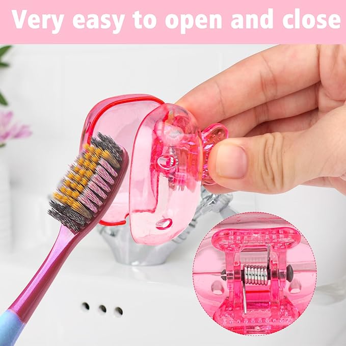 6 Pack Toothbrush Covers Portable Toothbrush Protector Coverings Clips Travel Protector Plastic Brush Pod Protection Clip Case Tooth Brush Covers for Kids Bathroom Home Travel Supplies