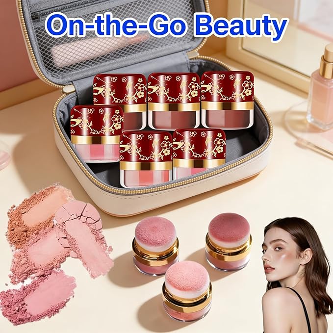 3 Boxes, Makeup Set Kit, Lazy Blush, Powder Blush 3 Color Set, Face Blushes Makeup for Cheeks, Lightweight, Smooth, Vegan & Cruelty-Free, Coral Red-Peach Color-Autumn Berry (1Set)