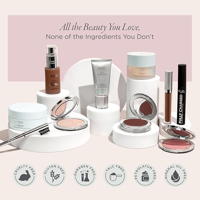PÜR MINERALS Creamy Eyeshadow & Primer with Peptides, On Point Tint (Silk) - Buildable, Cream-to-Powder Formula for Light to Medium Coverage - Shimmery, Crease-Resistant Shades- Long-Lasting