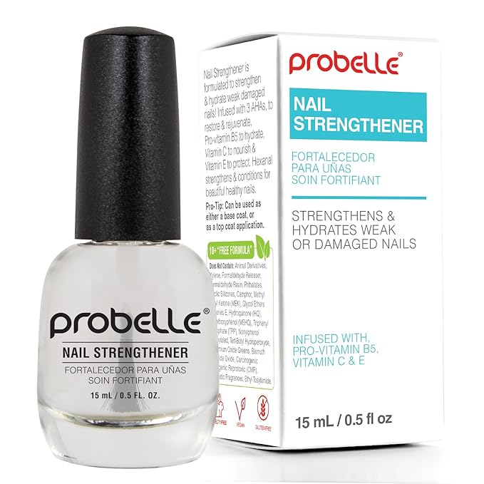 Probelle Nail Strengthener, Nail Strengthening Treatment, Nail Growth and Repair, Stops Peeling, Splits, Chips, Cracks, and Strengthens Nails (0.50 ounces, 3)