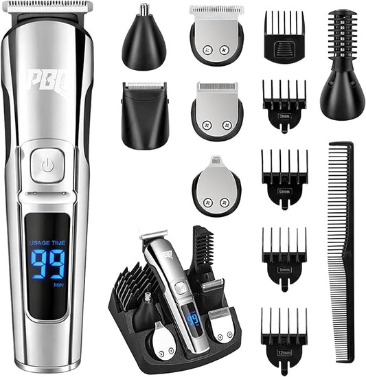 Trimmer for Men Features Waterproof Electric Razor for Your Needs Including Nose, Body, Face and Mustache, Cordless Hair Clippers Shavers for Men Grooming Kit, Silver Color