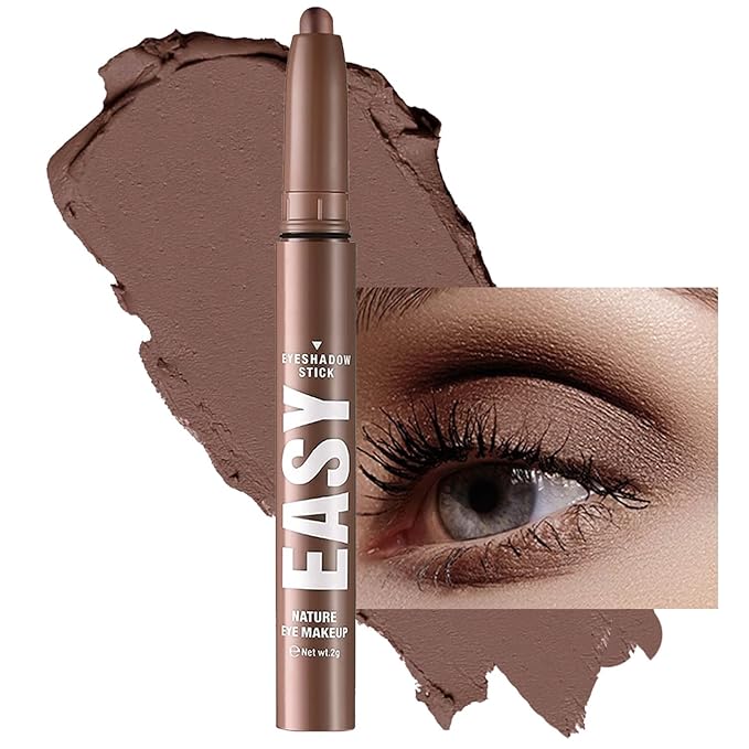 Brown Eyeshadow Stick Makeup,Matte Cream Eye Shadow Pencil,High Pigmented Crease proof Glitter Eye Shadow Brightener Stick,Waterproof Long Lasting Eye Highlighter Crayon Eyeliner
