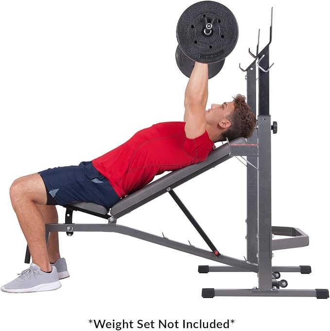 Body Champ Olympic Weight Bench with Squat Rack Included PRO3900, Grey