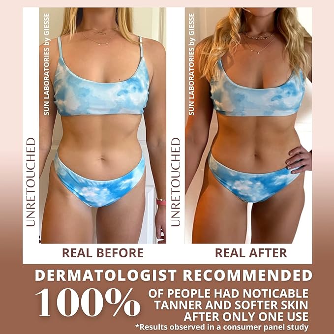 Sun Laboratories By Giesee Dark Sunsation Very Dark Tanning Lotion 4 oz with Tanning Mitt - Non-Toxic Self Tanner Kit, Natural Sunless Tanning Lotion, Travel Size, Long Lasting, Includes Self Tan Mitt